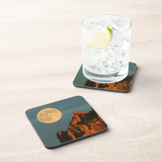 Vollmond | Basalt Cliffs Smith Rock Staat Park Getränkeuntersetzer (Rechte Seite)