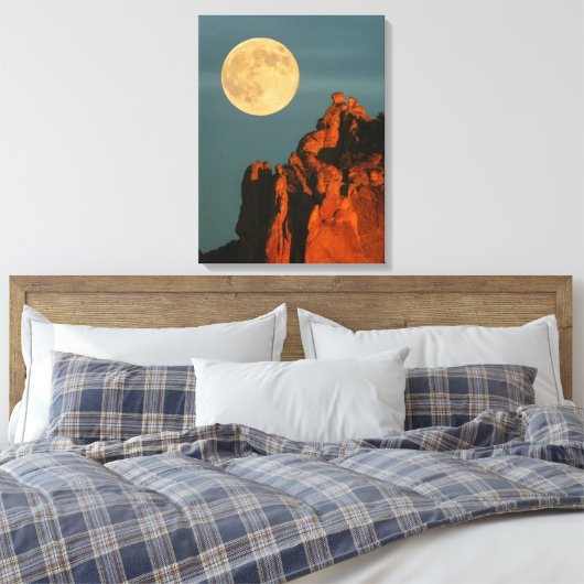 Vollmond | Basalt Cliffs Smith Rock Staat Park Leinwanddruck (Insitu (Schlafzimmer))