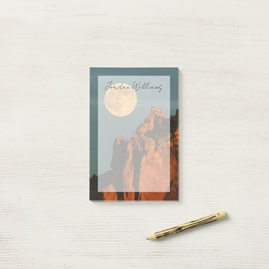 Vollmond | Basalt Cliffs Smith Rock Staat Park Post-it Klebezettel (Auf Schreibtisch)