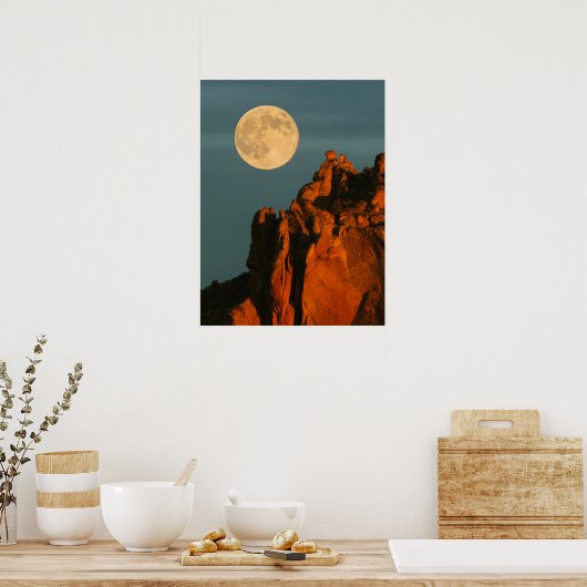 Vollmond | Basalt Cliffs Smith Rock Staat Park Poster (Küche)