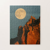 Vollmond | Basalt Cliffs Smith Rock Staat Park Puzzle (Vertikal)