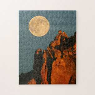 Vollmond   Basalt Cliffs Smith Rock Staat Park Puzzle