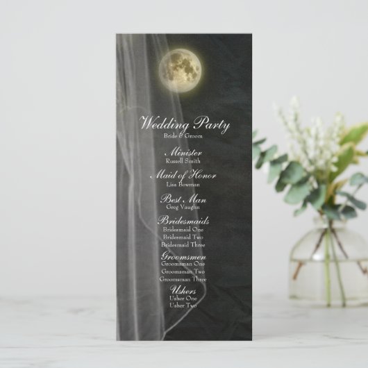 Vollmond Black Night Veil Wedding Programm (Stehend Vorderseite)