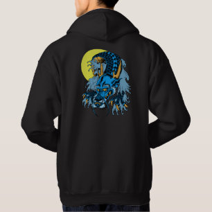 Vollmond Blau Asiatische Kunst Drache Hoodie
