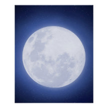 Vollmond Blauer Aura Glossgrün Poster