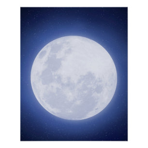 Vollmond Blauer Aura Glossgrün Poster