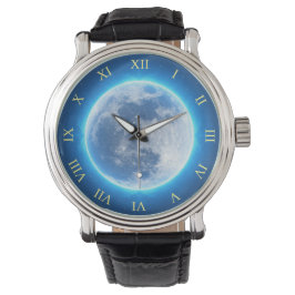 Vollmond, blaues Glühen Armbanduhr