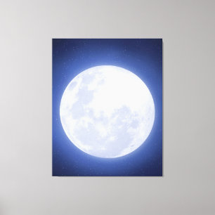 Vollmond Blue Aura gesteppte Canvas Print Leinwanddruck