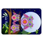 Vollmond, Blume-Power-Eulen mit Text-Magnet Magnet (Horizontal)