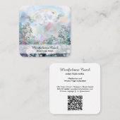 *~*Vollmond Blume QR Floral AP70 Ethereal Blau Quadratische Visitenkarte (Vorne/Hinten)