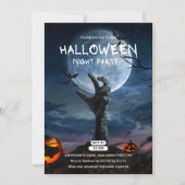 Vollmond & Bony Hand Halloween Einladung (Vorderseite)