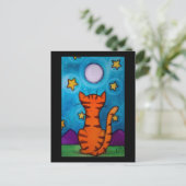 Vollmond Cat Watch Postkarte (Stehend Vorderseite)