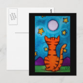 Vollmond Cat Watch Postkarte (Vorne/Hinten)