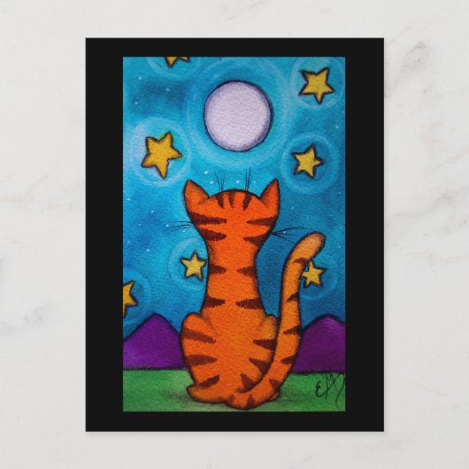 Vollmond Cat Watch Postkarte (Vorderseite)