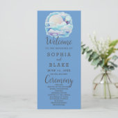 Vollmond Celestial Stars Blue Wedding Program (Stehend Vorderseite)