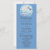 Vollmond Celestial Stars Blue Wedding Program (Vorderseite)