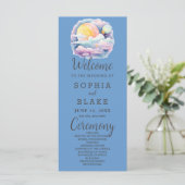 Vollmond Celestial Stars Blue Wedding Program (Stehend Vorderseite)