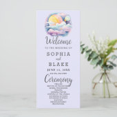 Vollmond Celestial Stars Lavender Wedding Programm (Stehend Vorderseite)
