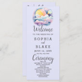 Vollmond Celestial Stars Lavender Wedding Programm (Vorne/Hinten)