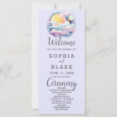 Vollmond Celestial Stars Lavender Wedding Programm (Vorderseite)