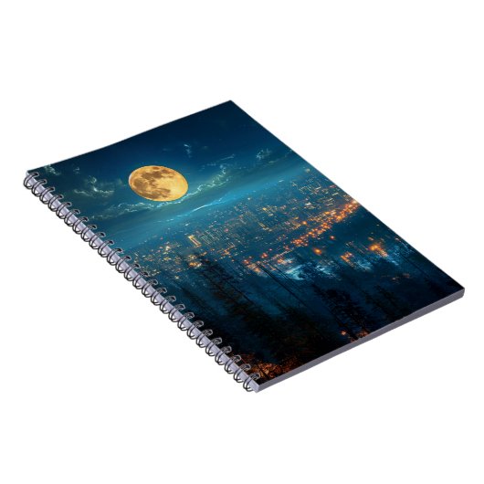 Vollmond, City at Night Notebook Notizblock (Rechte Seite)