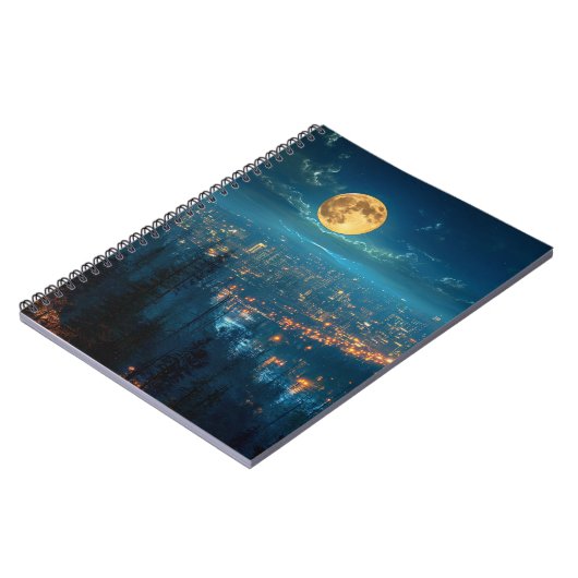 Vollmond, City at Night Notebook Notizblock (Linke Seite)