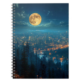 Vollmond, City at Night Notebook Notizblock