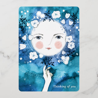 Vollmond denkt an euch Silver Folien Feiertagskarte