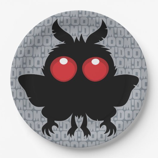 Vollmond des Untergangs Süßer Mothman Kryptid Pappteller (Vorderseite)