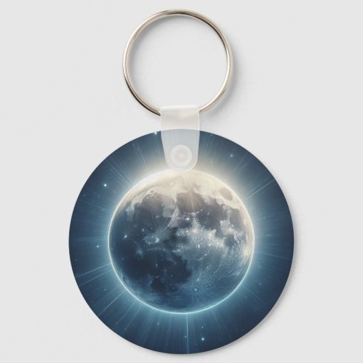 Vollmond Eclipse Weißglühen Schlüsselanhänger (Vorderseite)