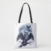 Vollmond-Eule und Fledermäuse Tasche (Vorderseite)