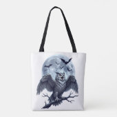 Vollmond-Eule und Fledermäuse Tasche (Rückseite)