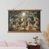 Vollmond Fairy Dance Tapestes Wandteppich Mit Holzrahmen (Schlafzimmer)