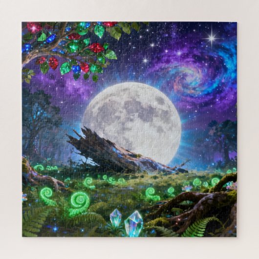 Vollmond-Fantasie-Wald-Puzzle Puzzle (Vertikal)