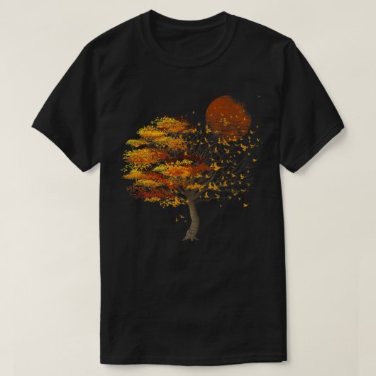 Vollmond-Flock Vogelbaum Outdoor Wildlife Nat T-Shirt (Design vorne)