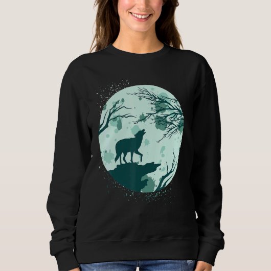 Vollmond Forest Animal Predator Moonlight Howling Sweatshirt (Vorderseite)