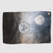 Vollmond-Foto mit Monogramm und Name Golfhandtuch (Horizontal)