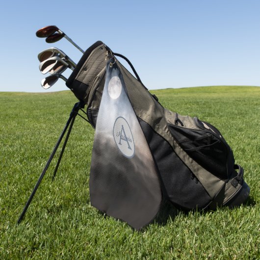 Vollmond-Foto mit Monogramm und Name Golfhandtuch (Gras)