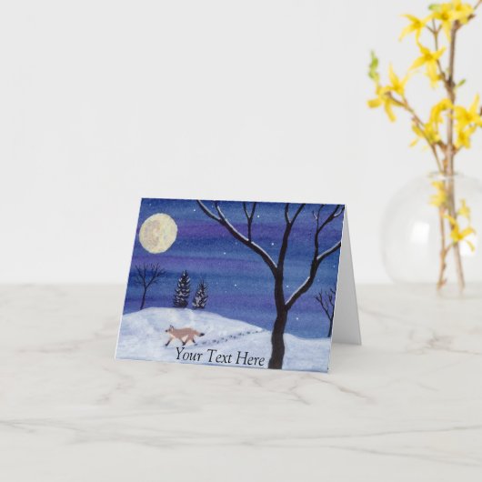 Vollmond Fox Karte (Gelbe Blume)