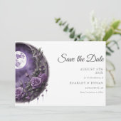 Vollmond Garden Door Lila Rose Boho Handfasting Save The Date (Stehend Vorderseite)