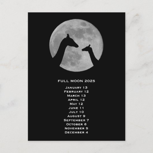 Vollmond Giraffe 2025 Postkarte (Vorderseite)