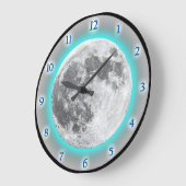 Vollmond Glow Effect Blaues Aquamarines Design Große Wanduhr (Winkel)