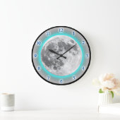 Vollmond Glow Effect Blaues Aquamarines Design Große Wanduhr (Zuhause)