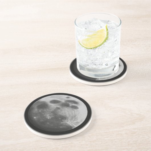 Vollmond-Grau-Grau-Sandstein-Untersetzer Getränkeuntersetzer (Seite)