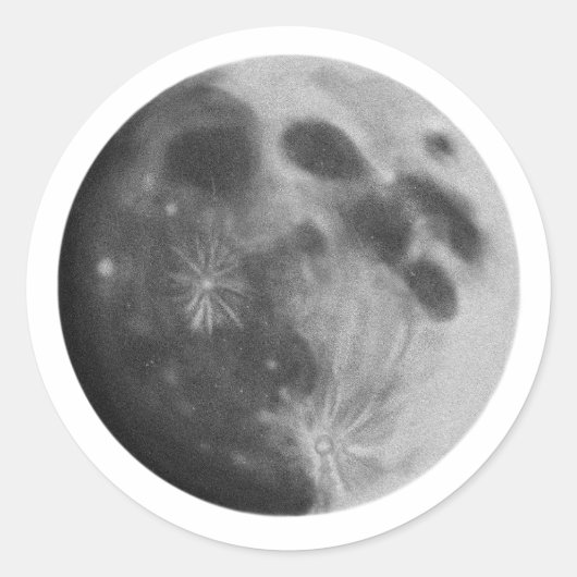 Vollmond Gray Gray Art Classic Round Sticker (Vorderseite)
