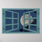 Vollmond Green 6 Pane Open Window Poster (Vorne)