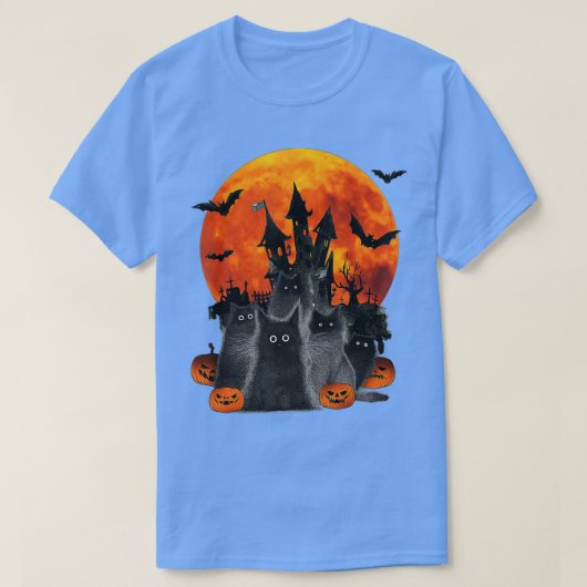 Vollmond Halloween Kostüm Black Cat On Pumpkin T-Shirt (Design vorne)