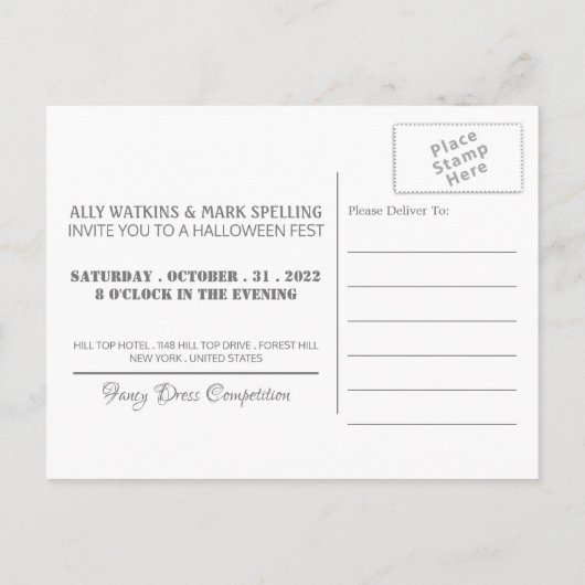 Vollmond, Halloween-Party-Einladung Einladungspostkarte (Rückseite)