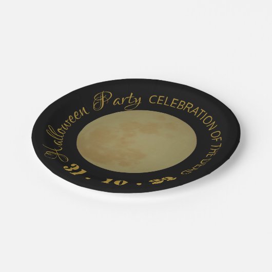 Vollmond, Halloween-Party-Papierplatte Pappteller (Schrägansicht)