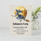Vollmond-Hexe-Halloween-Party Einladung (Stehend Vorderseite)